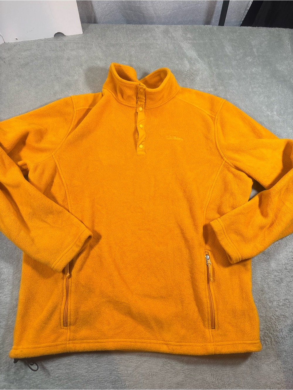 L.L. Bean Men's XXL Tall Polartec Fleece Snap Pullover - Mustard Yellow